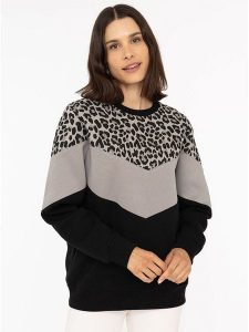 Zwillingsherz Bluza "Konny" w kolorze czarno-szarym rozmiar: S/M. Czarne bluzy Zwillingsherz, m, bez wzorów, bez kaptura. Za 206,42 zł.