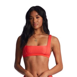 Góra od stroju kąpielowego Billabong Lined Up Tank. Czerwone bikini Billabong, bez wzorów. Za 109,99 zł.