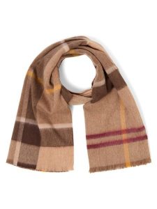 Barbour szalik wełniany Kobiety Wełna brązowy, 48. Brązowe szaliki Barbour, bez wzorów, z wełny. Za 399,95 zł.