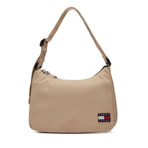 Torebka Tommy Jeans. Brązowe listonoszki Tommy Jeans, bez wzorów, z jeansu, bez dodatków. Za 199,99 zł.