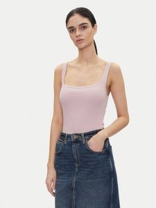 Lee Top Square 112363644 Fioletowy Slim Fit. Fioletowe topy Lee, s, bez wzorów, z bawełny, bez kołnierzyka, bez ramiączek. Za 79,99 zł.