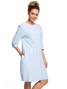 Made of emotion Sukienka w kolorze błękitnym rozmiar: L. Niebieskie sukienki Made Of Emotion, l, bez wzorów, bez kołnierzyka, bez ramiączek, midi, rozkloszowane. Za 131,12 zł.