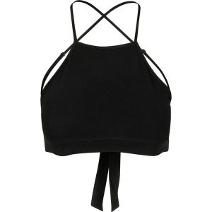 Damski crop top Urban Classic Triangle. Czarne topy Urban Classics, bez wzorów, bez kołnierzyka, bez ramiączek. Za 70,00 zł.