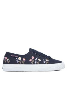 Superga Tenisówki 3750 Flower Embroidery Leggera S8161ZW Granatowy. Niebieskie trampki Superga, bez wzorów, z materiału, bez zapięcia. Za 299,99 zł.
