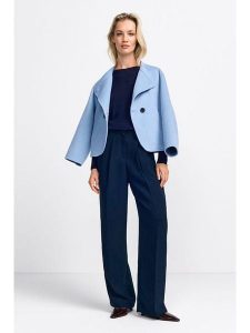 Rich & Royal Spodnie w kolorze granatowym rozmiar: 42. Niebieskie spodnie z wysokim stanem Rich & Royal, bez wzorów, z materiału, z podwyższonym stanem. Za 230,99 zł.