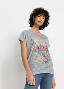 T-shirt z nadrukiem w motyle. Czerwone t-shirty bonprix, bez wzorów, bez kołnierzyka, bez ramiączek. Za 84,99 zł.