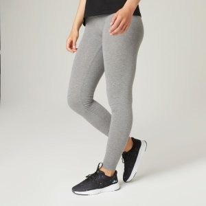 Legginsy fitness damskie Domyos slim. Niebieskie legginsy DOMYOS, bez wzorów, z bawełny. Za 49,99 zł.