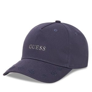 Czapka z daszkiem Guess. Niebieskie czapki Guess, z aplikacjami. Za 119,99 zł.