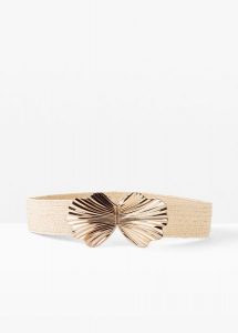 Pasek ze stretchemz efektowną sprzączką. Brązowe paski bonprix, bez wzorów, eleganckie. Za 74,99 zł.