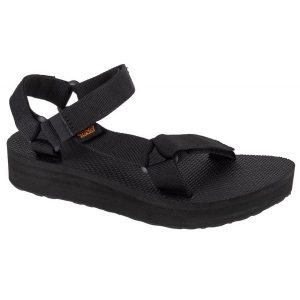 Sandały Teva Midform Universal Sandals 1090969-BLK Czarne. Czarne sandały bez wzorów, z tkaniny, bez obcasa, bez zapięcia. W wyprzedaży za 377,69 zł.