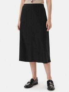 Vero Moda Spódnica midi Mymilo 10340419 Czarny Regular Fit. Czarne spódnice Vero Moda, m, bez wzorów, ze lnu, midi. Za 97,99 zł.