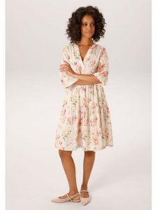 Aniston Sukienka w kolorze kremowo-różowo-zielonym rozmiar: 48. Brązowe sukienki Aniston, bez wzorów, z wiskozy, bez kołnierzyka, bez ramiączek, midi. Za 173,99 zł.