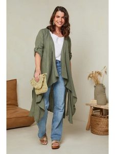 Curvy Lady Lniany kardigan w kolorze khaki rozmiar: 44/46. Brązowe kardigany Curvy Lady, ze lnu. Za 158,10 zł.