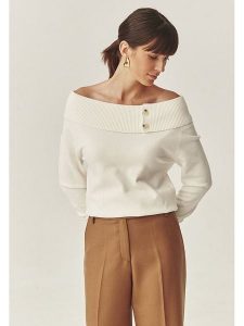 TATUUM Sweter "Luisa" w kolorze kremowym rozmiar: XL. Brązowe swetry oversize Tatuum, xl, bez wzorów, bez ramiączek. Za 127,35 zł.