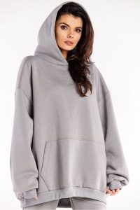 Bluza oversize z kapturem bawełniana szara. Szare bluzy Infinite You, l, bez wzorów, z bawełny, z kapturem. Za 259,00 zł.