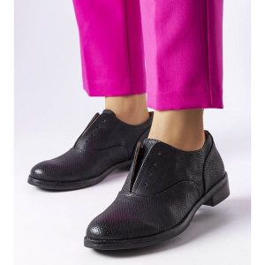 Czarne półbuty LS5379 Black. Czarne półbuty bez wzorów, bez obcasa, bez zapięcia. Za 73,16 zł.