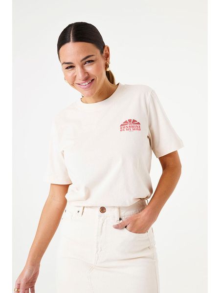 Garcia Koszulka w kolorze kremowo-różowym rozmiar: L. Brązowe bluzki Garcia, l, bez wzorów, z bawełny, bez kołnierzyka, bez ramiączek. Za 69,91 zł.