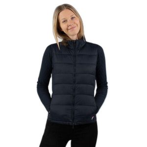 Damska lekka kurtka puchowa bez rękawów Horze Amber. Niebieskie kurtki HORZE, bez wzorów, z puchu, bez kaptura. W wyprzedaży za 275,50 zł.