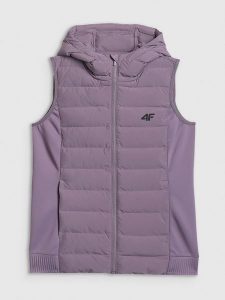 4F Bezrękawnik z wypełnieniem syntetycznym damski - fioletowy XXL. Fioletowe kamizelki 4f, xxl, bez wzorów, z materiału, bez kołnierzyka, bez ramiączek, bez kaptura. Za 249,99 zł.