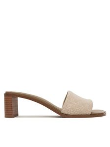 Calvin Klein Klapki Block Heel Sandal Aop HW0HW03016 Beżowy. Brązowe klapki Calvin Klein, bez wzorów, z materiału, bez obcasa. Za 361,99 zł.