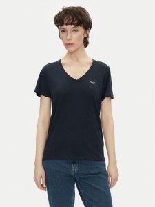 Pepe Jeans T-Shirt Macy PL506051 Granatowy Regular Fit. Niebieskie t-shirty Pepe Jeans, s, bez wzorów, z bawełny, bez kołnierzyka, bez ramiączek. Za 99,99 zł.