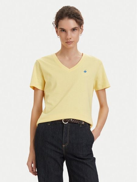 Beverly Hills Polo Club T-Shirt P-SS26W-TS5165188 Żółty Regular Fit. Żółte t-shirty Beverly Hills Polo Club, xs, bez wzorów, bez kołnierzyka, bez ramiączek. Za 139,99 zł.