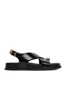 MEXX Sandały EO-W24Q18459-2 Czarny. Czarne sandały Mexx, bez wzorów, ze skóry, bez obcasa, na płaskiej podeszwie, bez zapięcia. Za 299,99 zł.