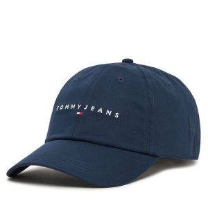 Czapka z daszkiem Tommy Jeans. Niebieskie czapki Tommy Jeans, bez wzorów, z jeansu. Za 89,99 zł.