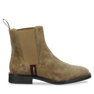 Sztyblety Gant. Brązowe botki GANT, bez wzorów, bez obcasa, na płaskiej podeszwie, bez zapięcia. Za 499,99 zł.