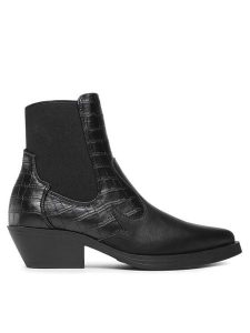 ONLY Botki 15304869 Czarny. Czarne botki ONLY, bez wzorów, ze skóry, bez obcasa, na słupku, bez zapięcia. Za 249,99 zł.