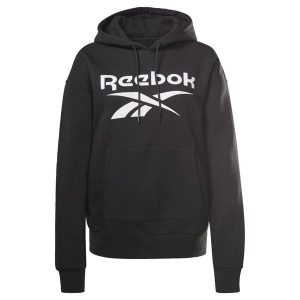 Damska bluza z kapturem Reebok Identity Logo Fleece. Czarne bluzy Reebok, xs, bez wzorów, z kapturem. Za 119,00 zł.