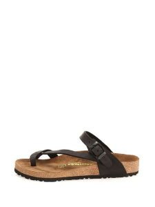 Comfortfusse Skórzane japonki w kolorze czarnym rozmiar: 42. Czarne klapki Comfortfüße, bez wzorów, z otwartym noskiem, bez obcasa. Za 230,45 zł.