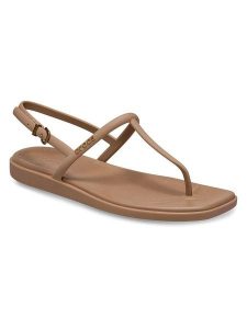 Crocs Japonki "Miami Thong Flip" w kolorze jasnobrązowym rozmiar: 41/42. Brązowe klapki Crocs, bez wzorów, z tworzywa sztucznego, z otwartym noskiem, bez obcasa. Za 127,45 zł.