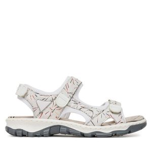 Sandały Rieker. Białe sandały Rieker, bez wzorów, bez obcasa, na płaskiej podeszwie, bez zapięcia. Za 339,99 zł.