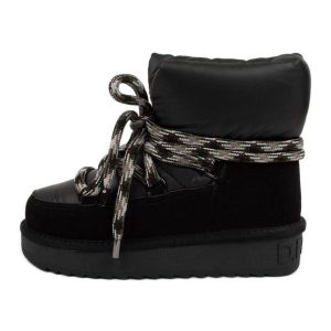 Buty D.Franklin DFSH375003-BLAC czarne. Czarne buty zimowe z materiału, przed kolano, bez obcasa, bez zapięcia. Za 692,27 zł.