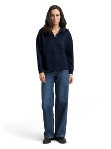 Tom Tailor Bluza w kolorze granatowym rozmiar: XS. Niebieskie bluzy Tom Tailor, xs, bez wzorów, bez kaptura. Za 92,86 zł.