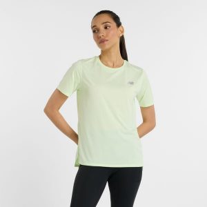 Koszulka damska New Balance WT41222MEW – miętowa. Zielone bluzki New Balance, s, bez wzorów, z materiału, eleganckie, bez kołnierzyka, bez ramiączek. Za 99,99 zł.