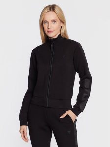Guess Bluza Allie V2YQ17 K7UW2 Czarny Regular Fit. Czarne bluzy Guess, xxs, z aplikacjami, z wiskozy, bez kaptura. Za 239,99 zł.