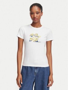 Guess Jeans T-Shirt W6YI62 K6415 Biały Regular Fit. Białe t-shirty Guess Jeans, xs, z aplikacjami, z bawełny, bez kołnierzyka, bez ramiączek. Za 169,99 zł.