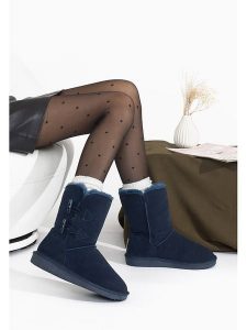 Gooce Skórzane kozaki zimowe "Hubbard" w kolorze granatowym rozmiar: 38. Niebieskie kozaki Gooce, na zimę, bez wzorów, ze skóry, bez obcasa, bez zapięcia. Za 223,46 zł.