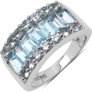 BELINDA Srebrny pierścionek obrączka blue topaz 3,5 ct. Niebieskie pierścionki Braccatta, z granatem, srebrne. Za 435,00 zł.