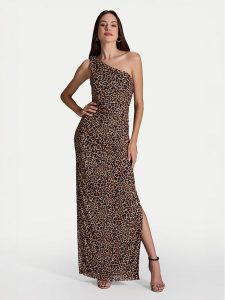 Swing Sukienka wieczorowa 5AI16600 Beżowy Slim Fit. Brązowe kombinezony Swing, bez wzorów, z syntetyku, wizytowe, bez kołnierzyka, bez ramiączek. Za 529,99 zł.