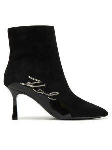 KARL LAGERFELD Botki KL32744 Czarny. Czarne botki KARL LAGERFELD, bez wzorów, ze skóry, bez obcasa, na szpilce, bez zapięcia. Za 589,99 zł.