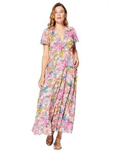 Aller Simplement Sukienka w kolorze jasnoróżowo-zielono-niebieskim rozmiar: 42. Różowe sukienki Aller Simplement, bez wzorów, z wiskozy, klasyczne, bez kołnierzyka, bez ramiączek, maxi. Za 100,99 zł.