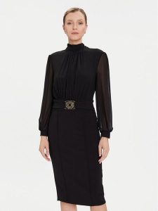 Rinascimento Sukienka koktajlowa CFC0126210003 Czarny Slim Fit. Czarne sukienki Rinascimento, s, bez wzorów, z syntetyku, wizytowe, bez kołnierzyka, bez ramiączek. Za 699,99 zł.