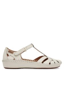 Pikolinos Sandały 655-0732St Biały. Białe sandały Pikolinos, bez wzorów, ze skóry, bez obcasa, na płaskiej podeszwie, bez zapięcia. Za 519,99 zł.