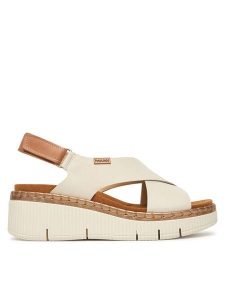 Pikolinos Sandały Gomera W0K-0606C1 Biały. Białe sandały Pikolinos, bez wzorów, ze skóry, bez obcasa, na koturnie, bez zapięcia. Za 599,99 zł.