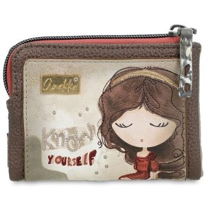 Brązowy Kompaktowy Damski Portfel Anekke Z Laleczką. Brązowe portfele Anekke, bez wzorów. Za 159,00 zł.