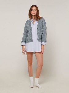 Rodier Kardigan w kolorze szarym rozmiar: S. Szare kardigany Rodier, s, bez wzorów, z wełny, bez ramiączek. Za 260,99 zł.