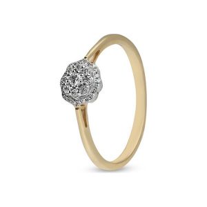 Piękny Pierścionek Złoty - złoto żółte 585, Brylant 0,12ct,diament 0,03ct. Pierścionki marki W.KRUK. Za 1 590,00 zł.